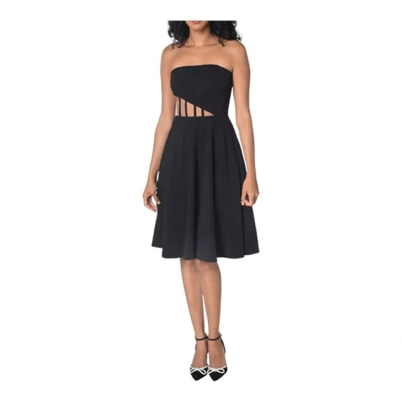New Dress The Population Anneli Asymmetric-Panel Strapless Dress - Picture 1 of 7